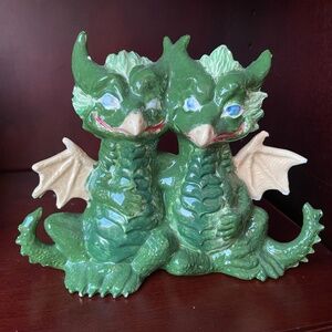 Art Pottery sculpture Green Ceramic Dragon Figurine